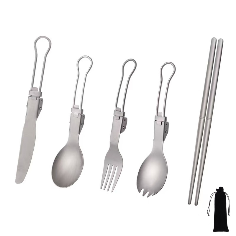 Camping Cooking System - Титановый складной набор столовых приборов с